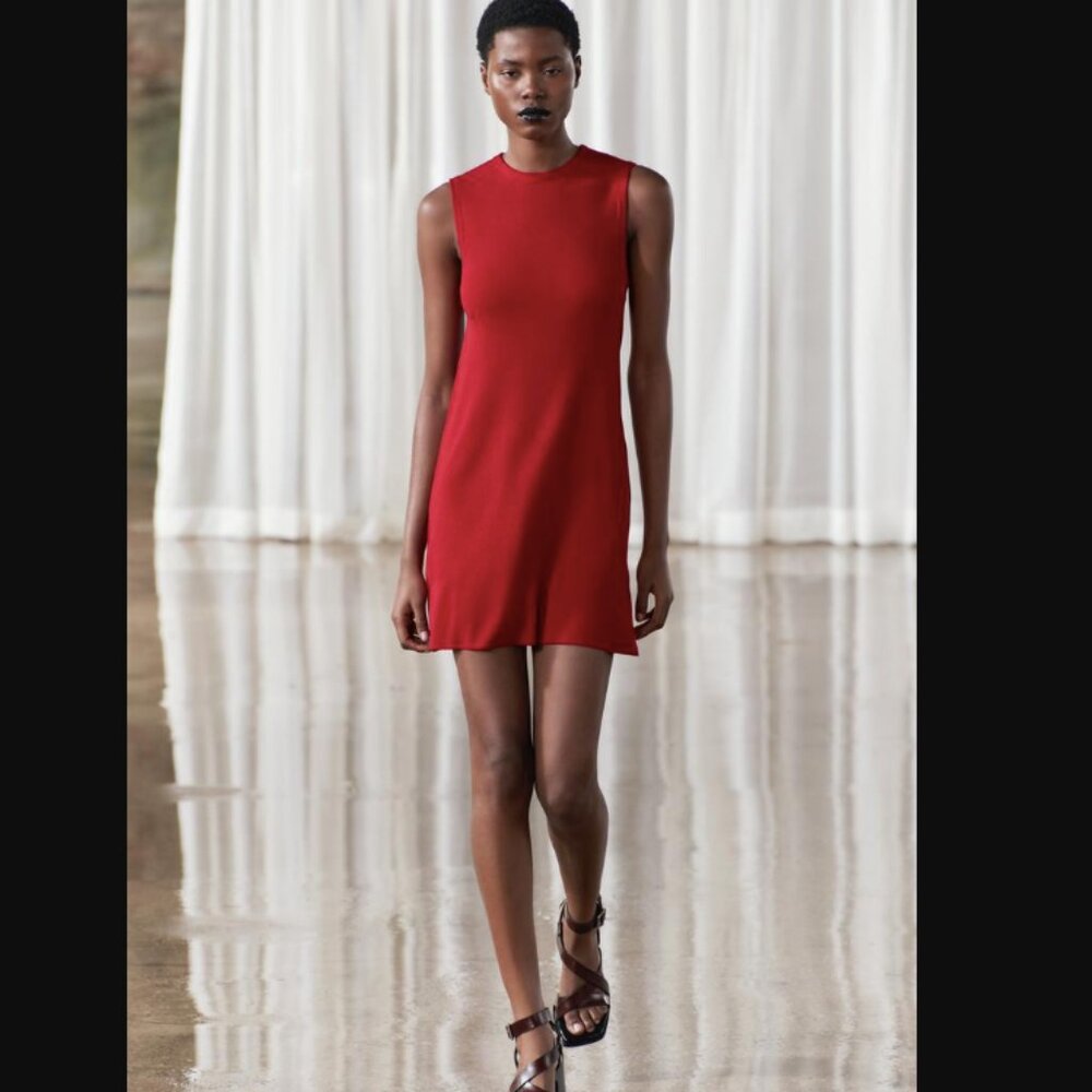ZARA Plain Silk Knit Mini Dress NWT